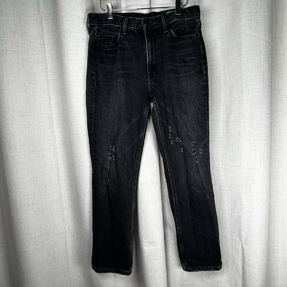 Vince Women's 28 High Rise Skinny Distressed Black Wash Jeans Made‎ in USA
